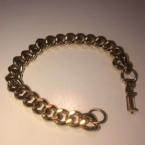 𝅺vtg Gold Tone Curb Link Bracelet Approx 7.5” - 20mm Width